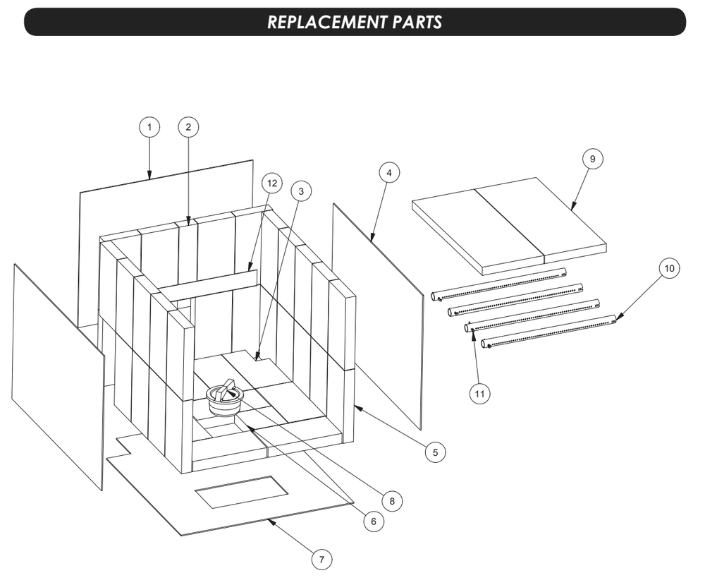 Replacement Parts 3 Diagram and Parts List for AF700  US Stove Company Heater